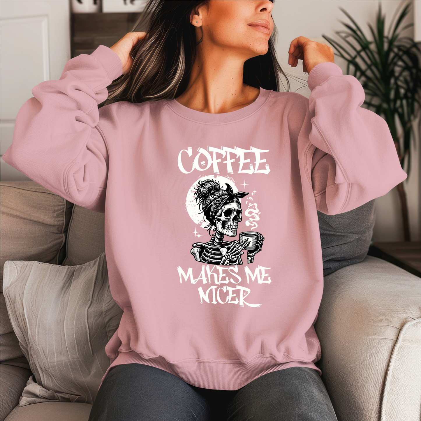 Coffee Makes Me Nicer Crewneck Sweater