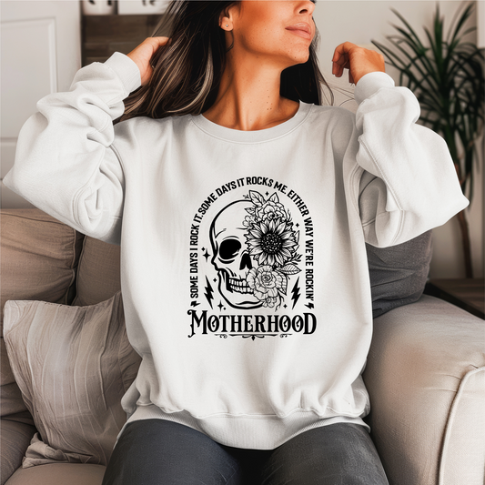 Motherhood Skull Flower Crewneck Sweater