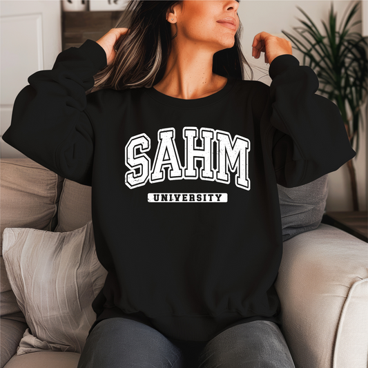 SAHM University Distressed Crewneck Sweater