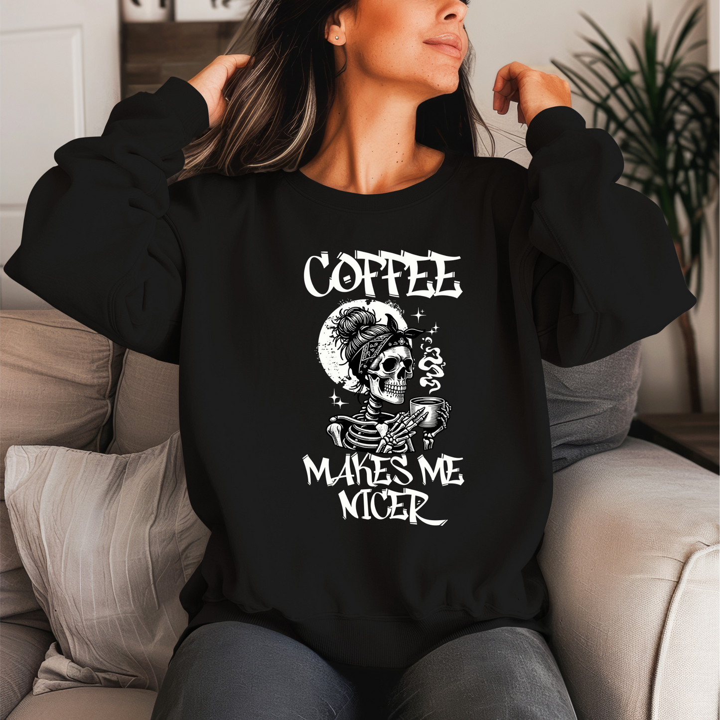 Coffee Makes Me Nicer Crewneck Sweater