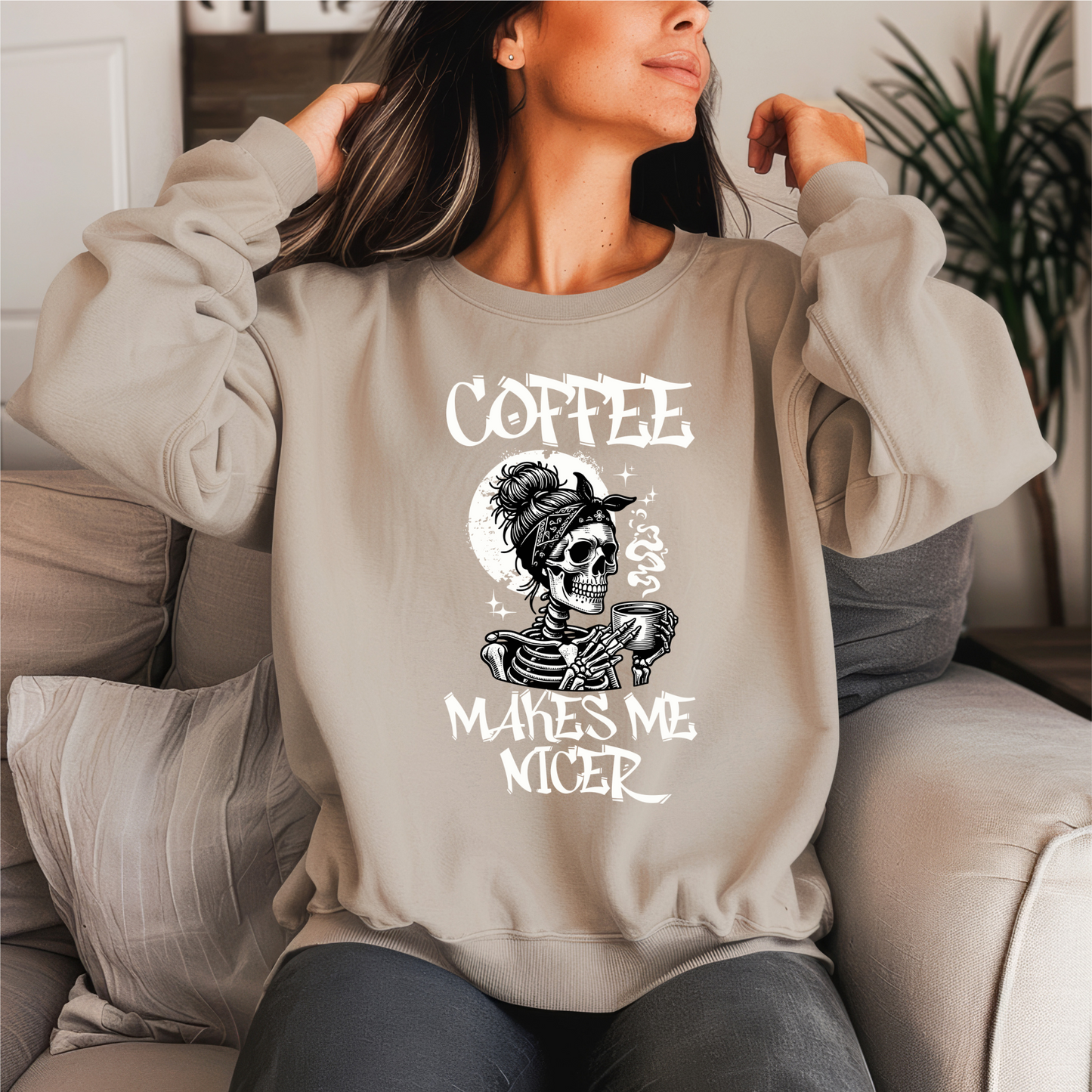 Coffee Makes Me Nicer Crewneck Sweater