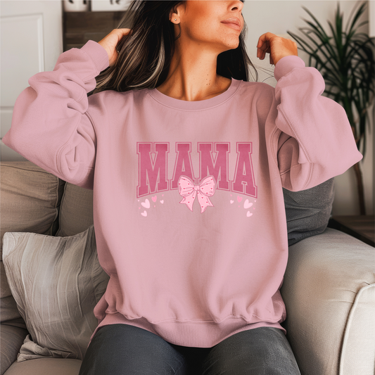 Pink MAMA Bow Crewneck Sweater