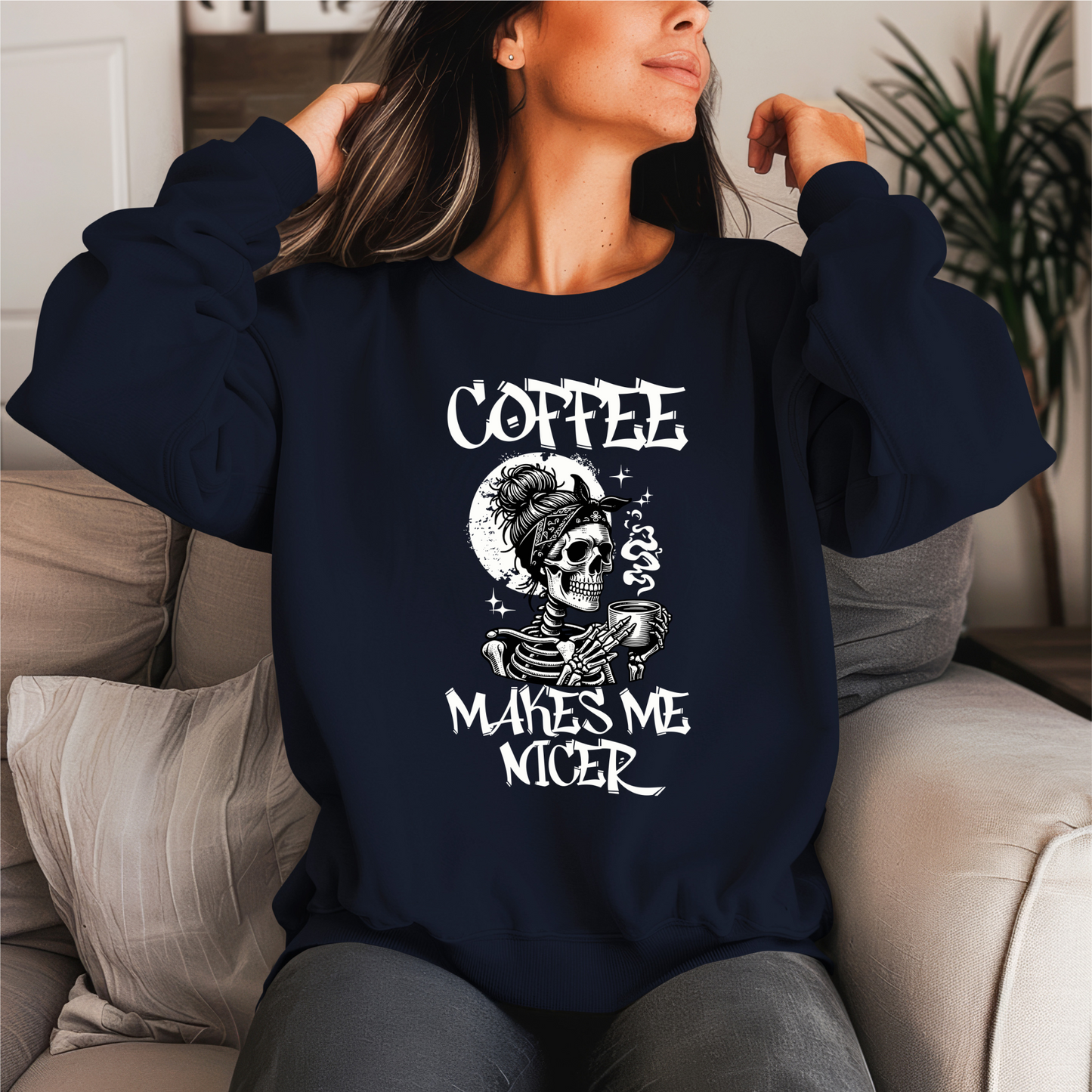 Coffee Makes Me Nicer Crewneck Sweater