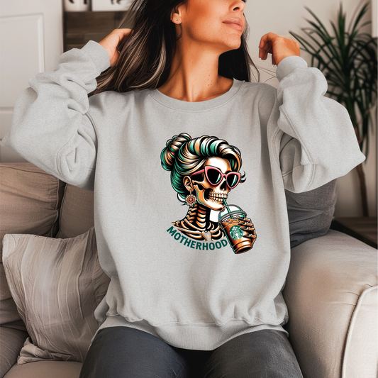 Motherhood Skull Coffee Crewneck Sweater